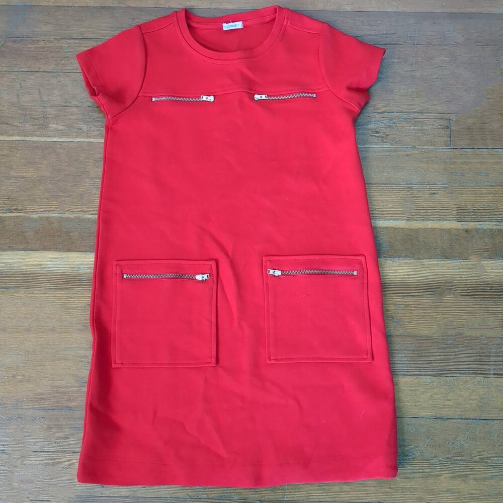 NWOT J. Crew Crewcuts Short Sleeve Bright Red Dress w/ Zips Mod Holiday